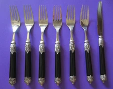 6 Home Essentials Renaissance Black Plastic Dinner Fork 18/10 Stainless Flatware