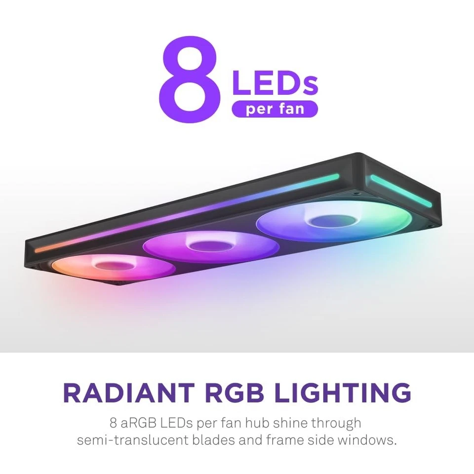 NZXT - F360 RGB Core - 360mm Single-Frame Case Fan Unit with 3 x 120mm RGB Fans - Image 4 of 4