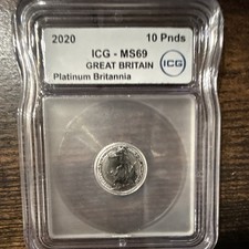 British Royal Mint 2020 Platinum Britannia 10 Pounds ICG MS69