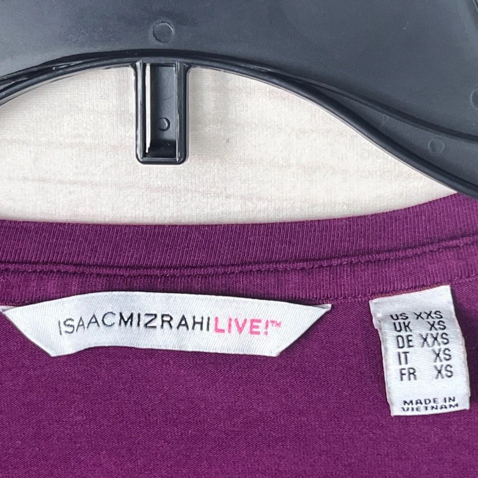 Blusa Isaac Mizrahi Live Top Mujer XXS Púrpura Manga Campana Cuello Redondo Tejida Sólida Foto 3 de 4