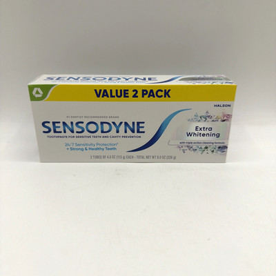 Sensodyne Extra Whitening 24/7 Toothpaste for Sensitive Teeth 4oz 2 Tubes