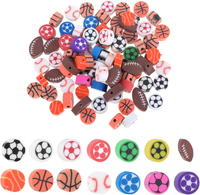 100 StüCk Sportball-Perlen,FußBall Baseball Perlen ArmbäNder,Runde Polymer Clay
