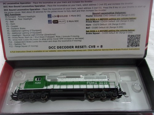 Intermountain Railway Co. escala N SD40-2 diésel FURX carretera # 3049 DC solamente | Zustand: New