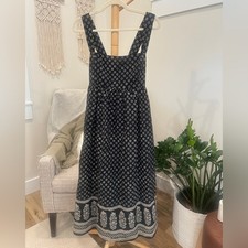 J.Crew Black Floral Empire Waist Cotton Midi Dress Women’s S