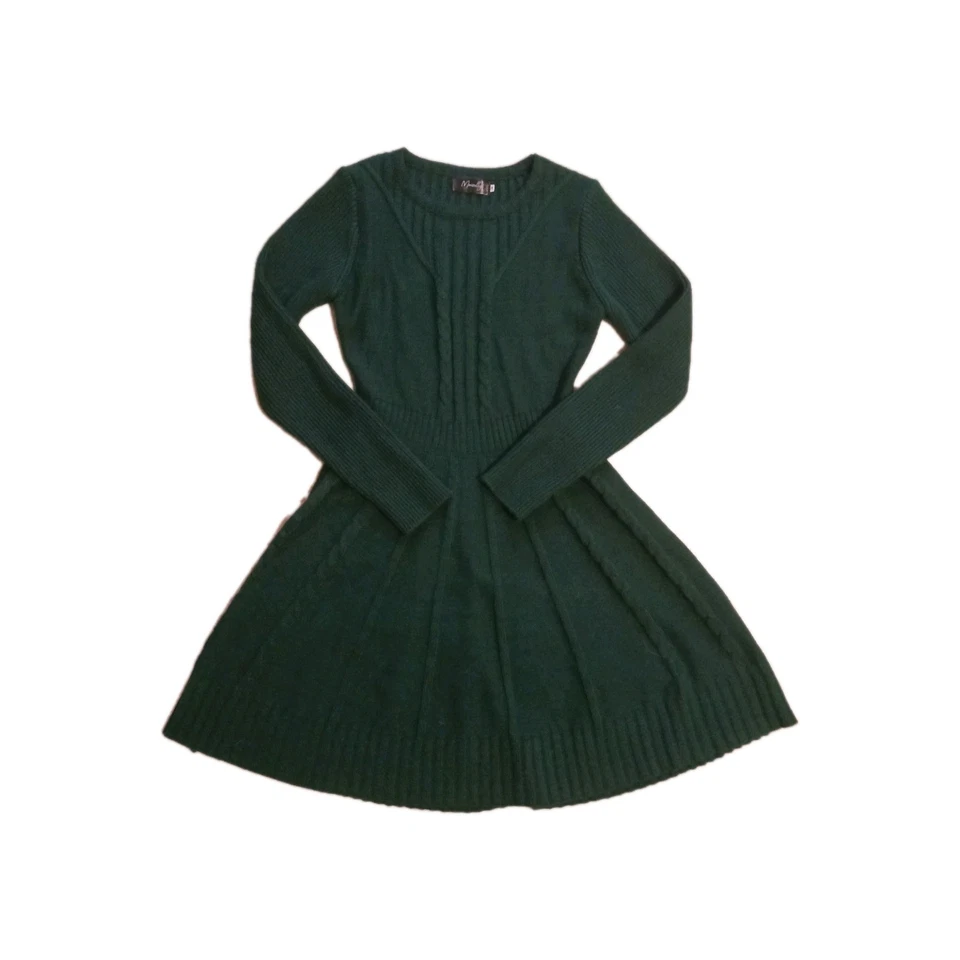 Vestido Suéter Maisolly Fit & Flare Verde Tejido con Cable Talla M Navidad Vacaciones Elfo Foto 3 de 4