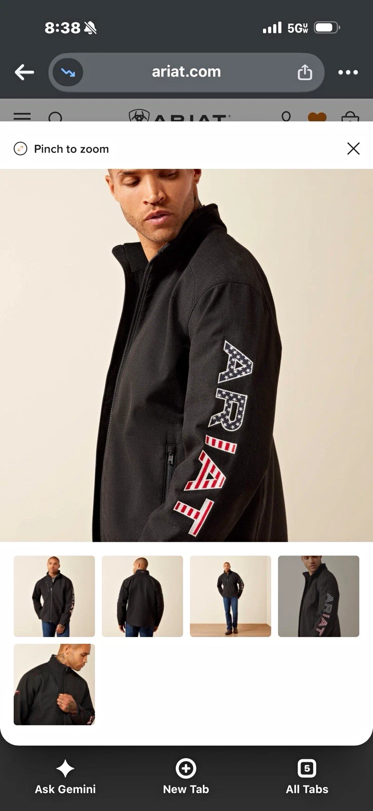 Ariat FR Team Logo Softshell Jacket Mens L 44in Chest Black Zip Polyester - product detail image 1