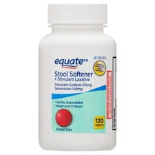 Equate Stool Softener Plus Stimulant Laxative Tablets for Constipation, 120 Ct