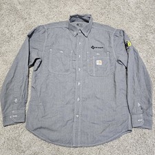 Carhartt Shirt Men's M Flame Resistant Force Loose Fit Gray Long Sleeve 104138