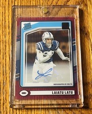 2024 Panini Clearly Donruss Rated Rookie Laiatu Latu #62 Purple Auto RC /75