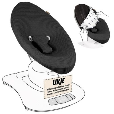 UKJE Liner Baby Rocker Cover for 4moms MamaRoo 4 (Pre-2022 Model) - Black Fabric