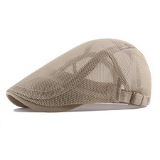 Mens Mesh Summer Flat Cap Breathable Newsboy Hat Ultra Thin Beret Ivy Gatsby