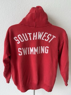 Vintage 50's 60s Southwest Swimming Faded Red Sweatshirt Hoodie
