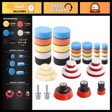 44pcs Car Foam Polishing Pad Kit - 1 2 3 Buffing Pads Backing Pad Adapters