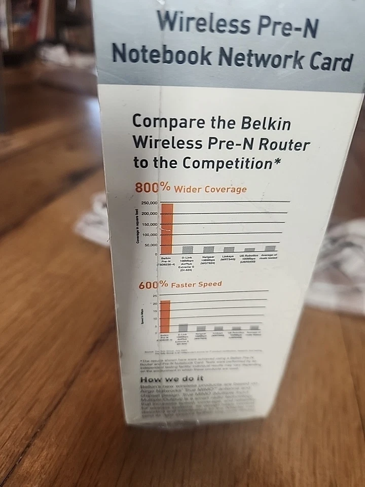 Adaptador de tarjeta de PC portátil Belkin F5D8010 inalámbrico Pre-N 802.11x Pre-N ENVÍO GRATUITO Foto 3 de 4