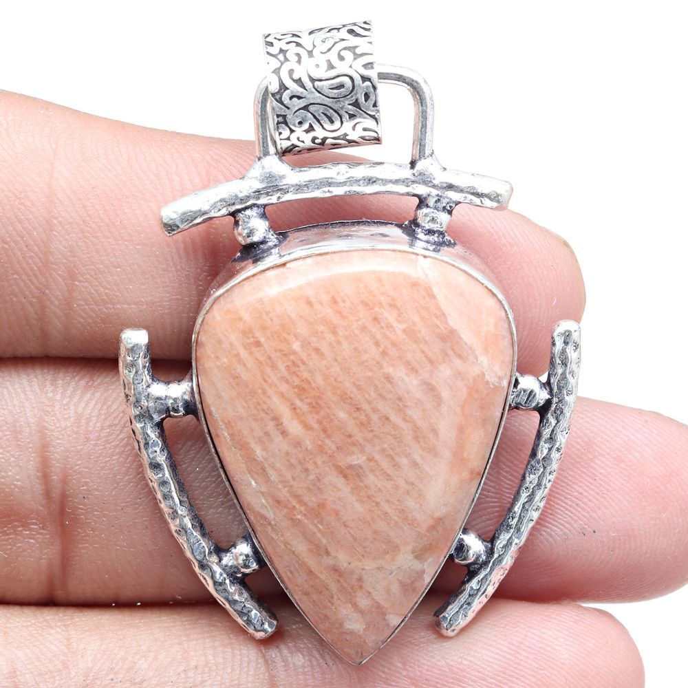 Amazonite Silver Pendant Necklace Gift for Women 2 Inch