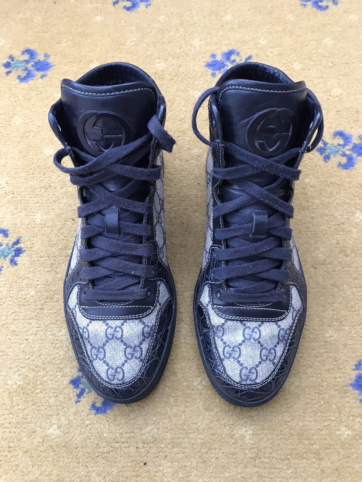 Gucci Trainers Sneaker Shoes High Top Croc Canvas Monogram Mens UK 6 US 7 EU 40 thumbnail 5