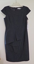 CALVIN KLEIN WOMEN'S CAP SLEEVE LINED STRETCH GREY DRESS SIZE 8~ NWT!