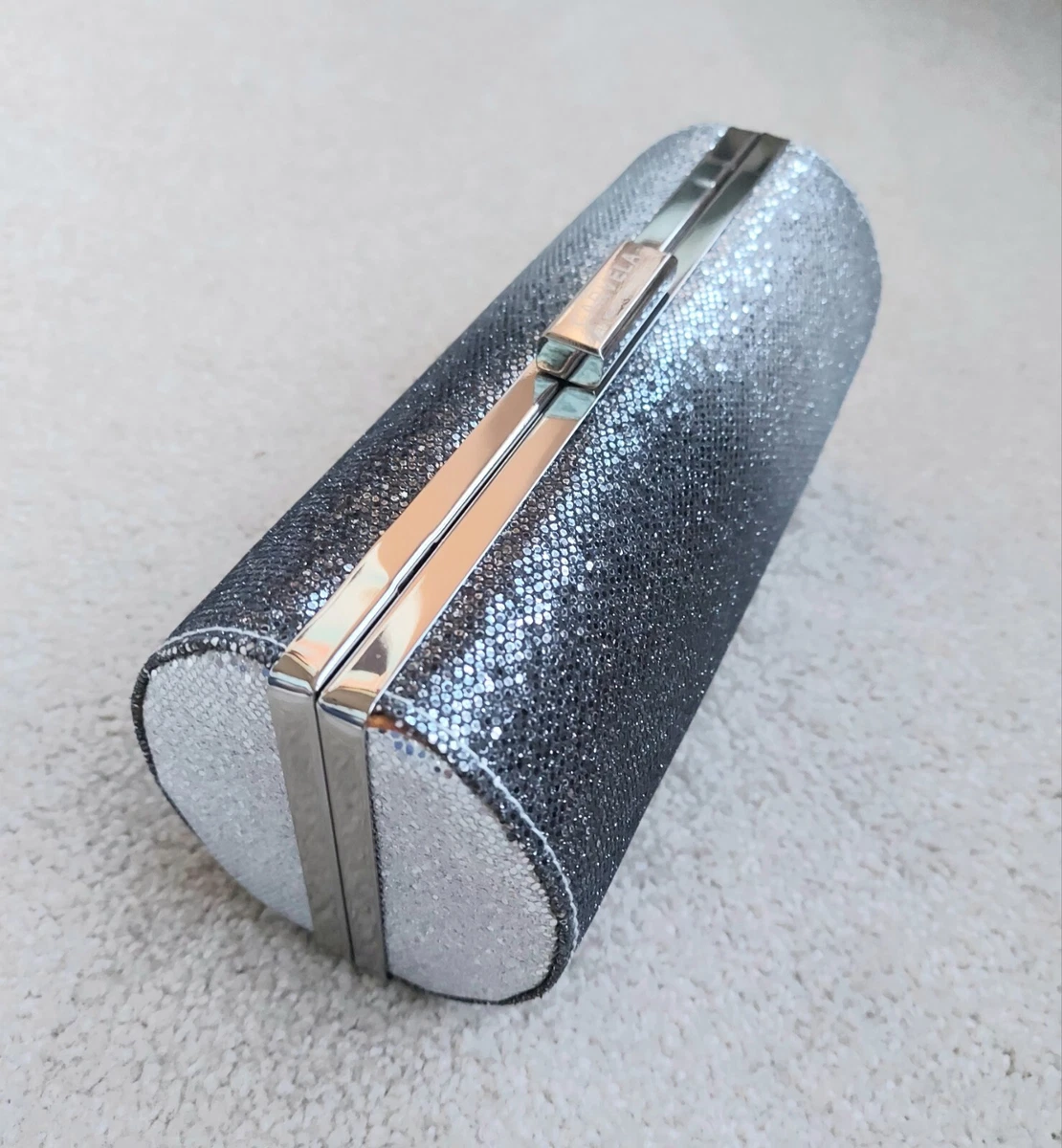 Kurt geiger silver shop clutch bag
