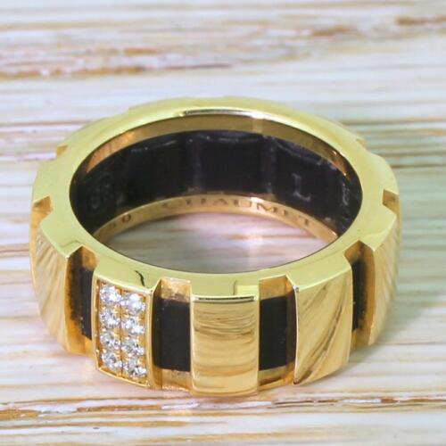 CHAUMET CLASS ONE 18k YELLOW GOLD & DIAMOND BAND RING - size 48