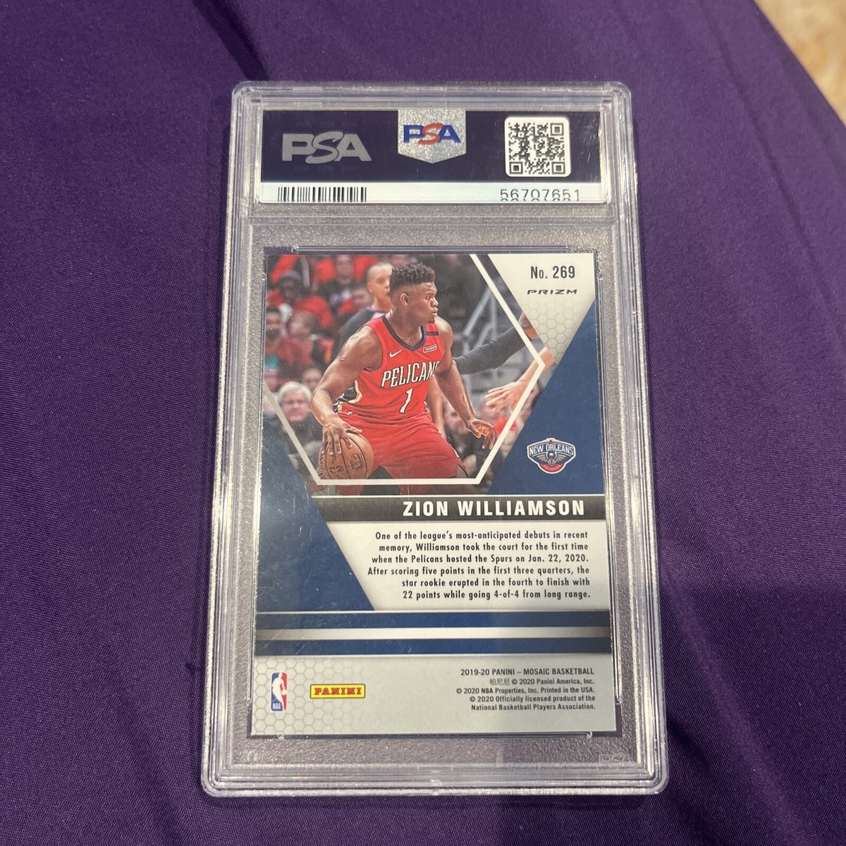 Zion Williamson Rookie RC2019 Mosaic NBA Debut Red Wave PSA NM-MT