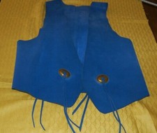 Gilet donna, azzurro cobalto, pelle in scorza, vedi misure, usato