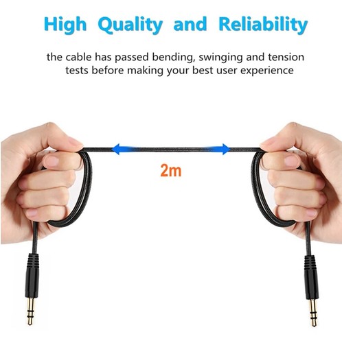 Câble Cordon audio AUX Jack 3.5mm Male / mâle Stéréo pour Smartphone voiture 2m - Photo 2/6