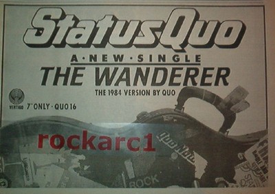 STATUS QUO The Wanderer 1984 UK Press ADVERT 12x8 inches