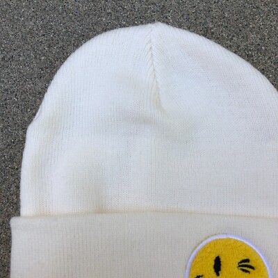 SG Footwear Beanie Hat Adult Unisex Fuzzy Emoji Face Wink