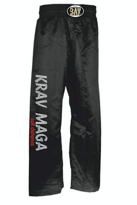 BAY  Krav Maga Hose Self Defense Trainingshose Kravmaga Satin schwarz Pant SV