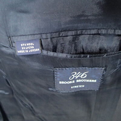 Brooks Brothers 346 Wool Bl Stretch Navy Blue Blazer Mens 44 L