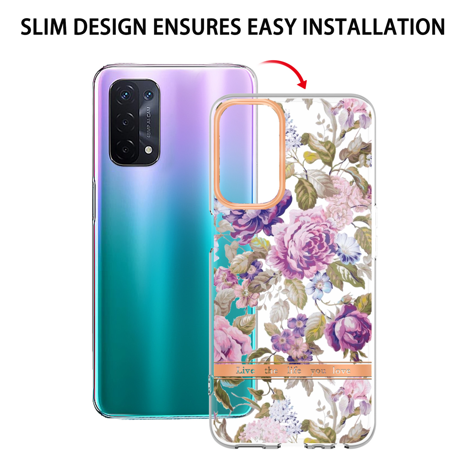 Bling Flower Clear Phone Case For Samsung Xiaomi Redmi OPPO Motorola iPhone