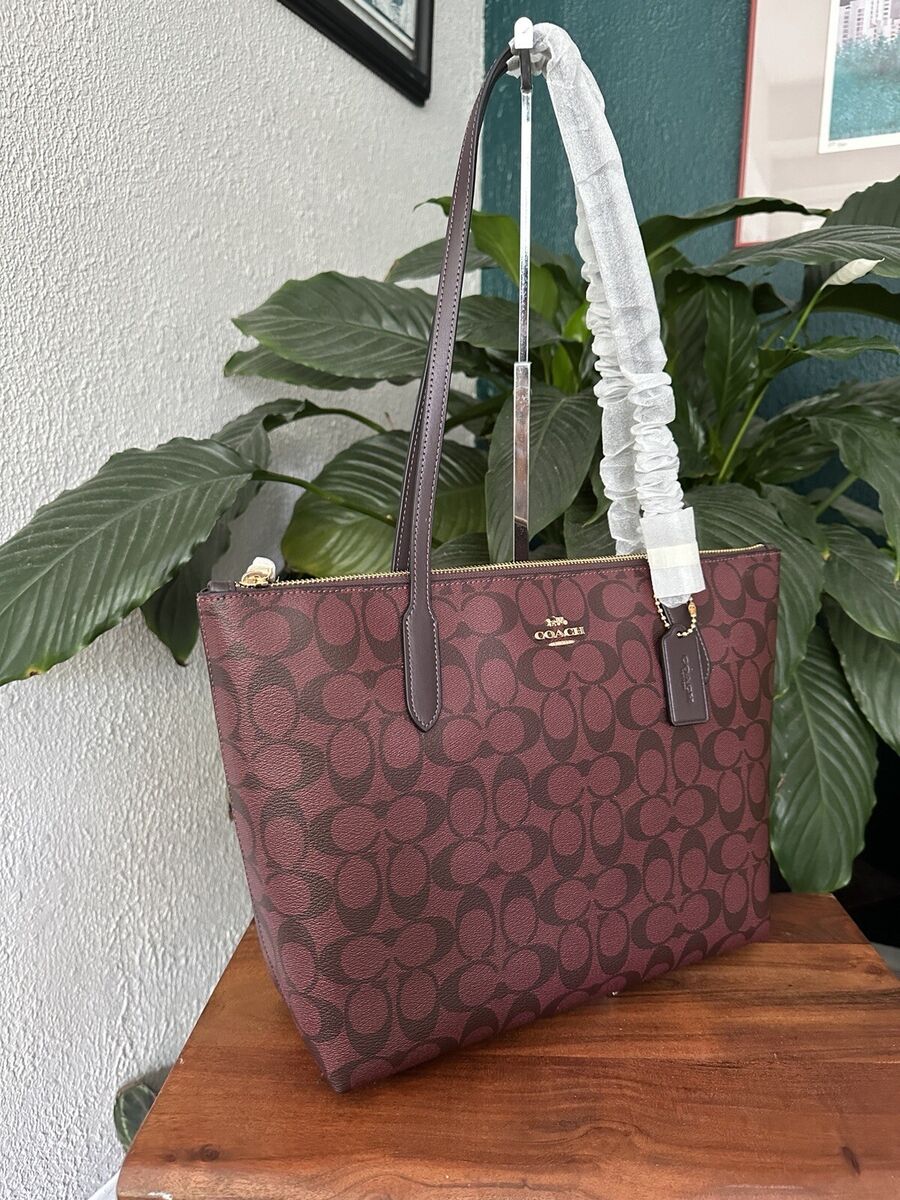 NWT - COACH Zip Top Tote In Signature Canvas - 4455 Oxblood NWT - COACH Zip Top Tote In Signature Canvas - 4455 Oxblood