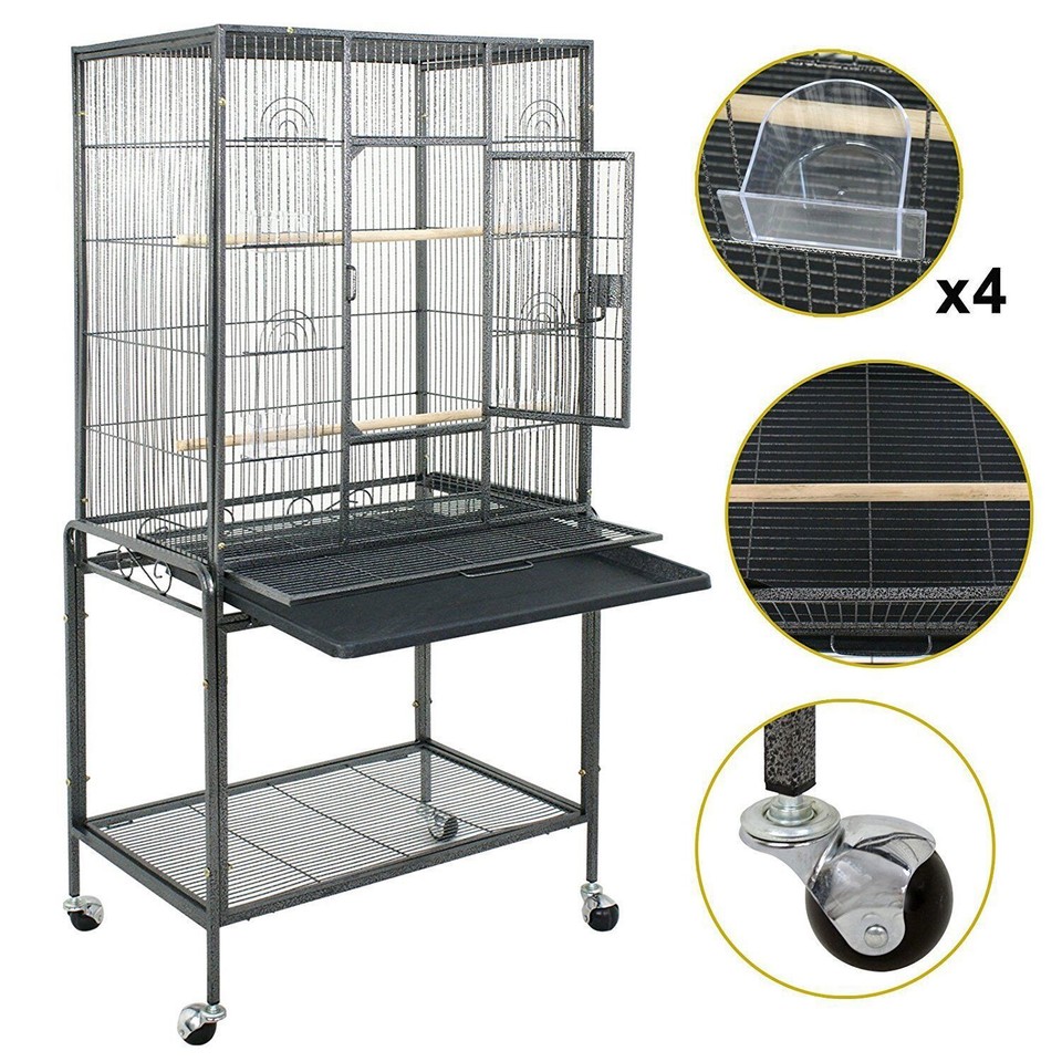 Black/White Bird cage Parrot Macaw Parakeet Cockatiel Cage Multiple ...