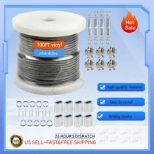 100' Stainless Steel Wire Cable Railing Guy Wire Rope Aircraft Cable Turnbuckles