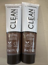 CoverGirl Clean Invisible Foundation Vegan 30ml 1oz 2 Pack Deep Bronze 190 New