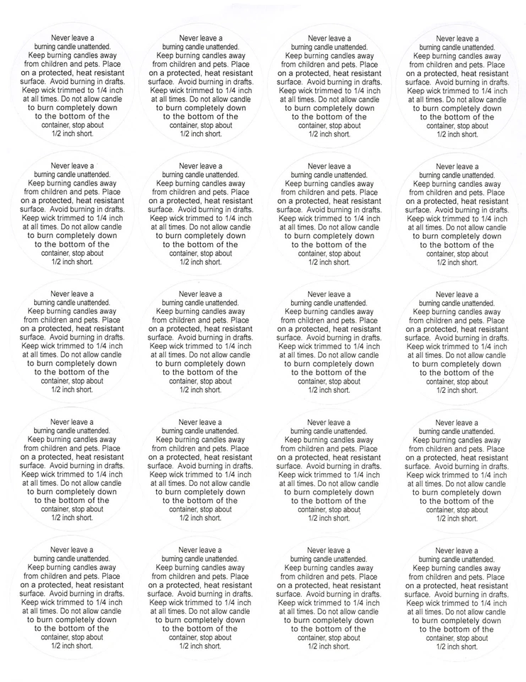 Redondo de 2 pulgadas ~ PEGATINAS DE ADVERTENCIA DE VELA ENCENDIDA ETIQUETAS PRECAUCIÓN KIMMERIC Foto 2 de 2