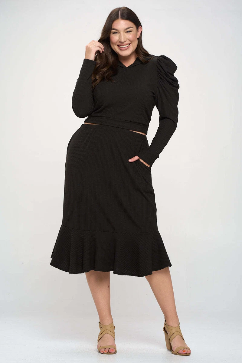 Plus size clearance ruched midi skirt
