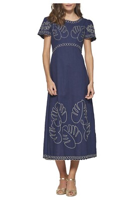 MD'M STUDIO Dress Women Blue 2.75.053.01 50% Linen 50% Cotton | eBay