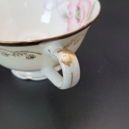 Vintage Trimont Ware Gold Gilt black & pink Occupied Japan Teacup & Saucer - Picture 9 of 21