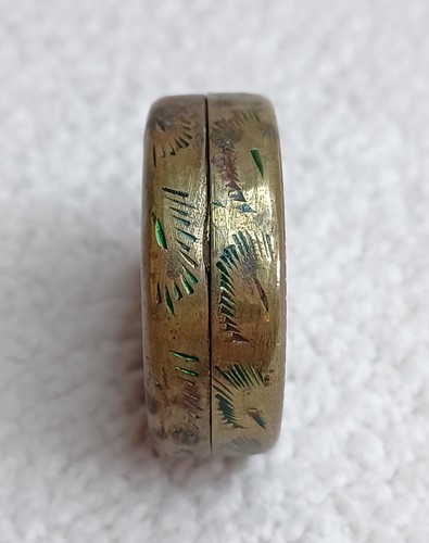 Brass Cloisonne Asian/Indian Vintage Pill/Trinket/Snuff Box Floral Design Small - Picture 10 of 22