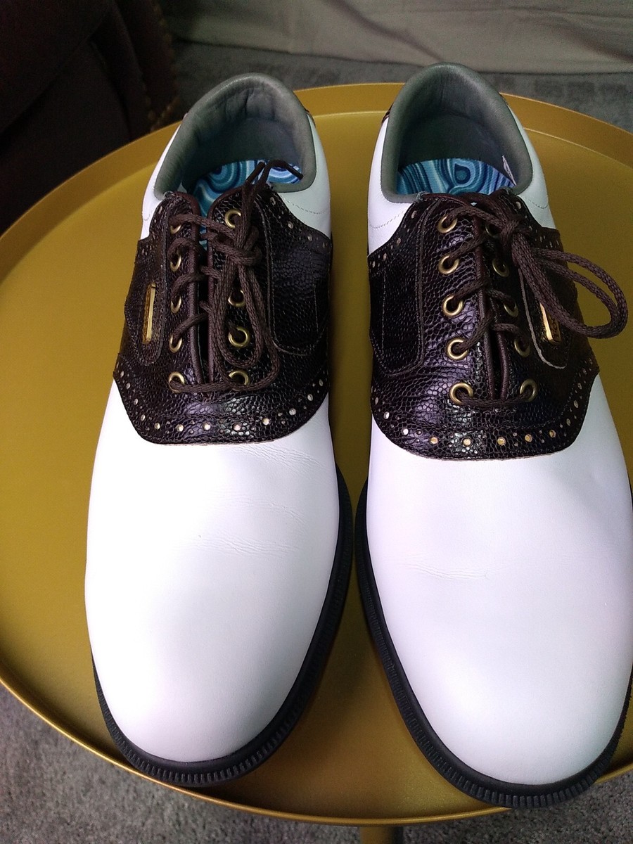 Footjoy White Brown Dry Joys Tour Opti Flex Mens Size 9.5N  display picture 1