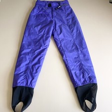 Obermeyer Ski Pants Women  s Size 8 Stirrups Purple Zip Pockets Belt Buckle Nylon