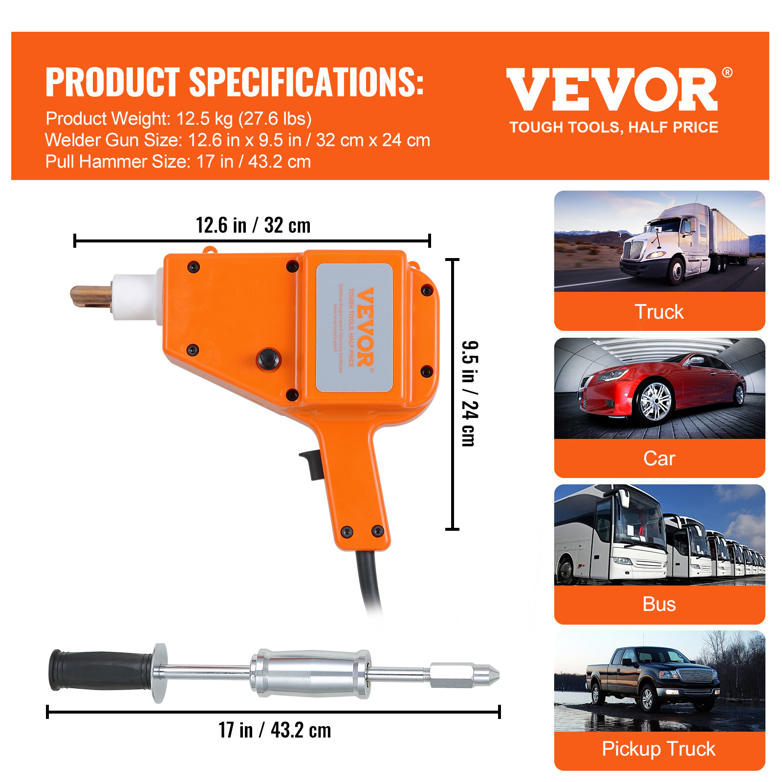 VEVOR Electric Stud Welder Gun Auto Body Dent Repair Kit 800VA w