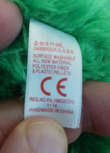 Ty Scoops Hairy Green Frizzy Fuzzy Monster Green Glitter Eyes Plush Stuffed Toy - Picture 10 of 15