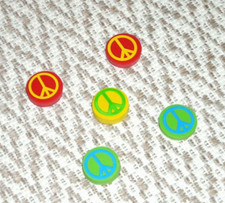 Peace Sign Round Erasers 5 Favor Reward School Supplies