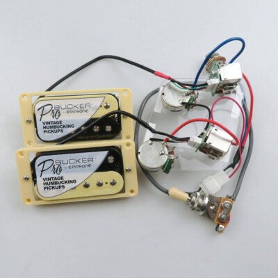 Komplettes Epiphone ProBucker Vintage Humbucker Tonabnehmer Set & Kabelbaum - Zebra