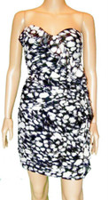  MAX & CLEO ~ Black & Ivory Mesh Ruffle Sweetheart Sheath Party Dress 6 NEW $158