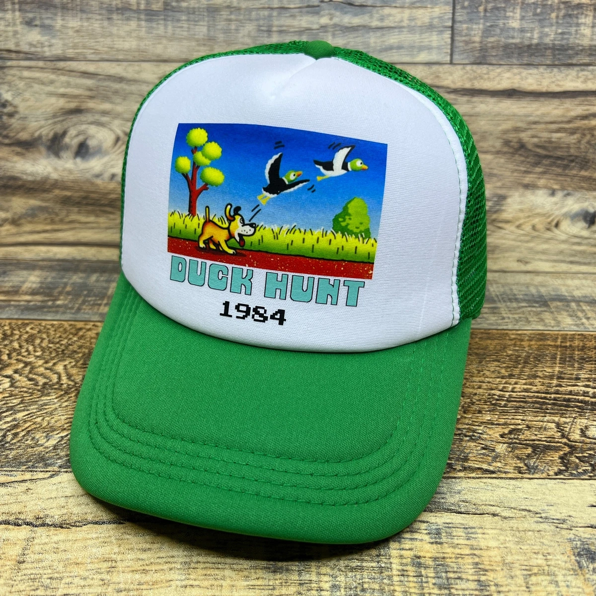 Duck Hunt 1984 Mens Trucker Hat Green Snapback Retro Video Game Baseball Cap