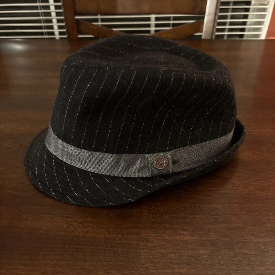 Helix Pinstripe Fedora Hat - Small/Medium Contrast Band Wool Blend Unisex - Image 3 of 4