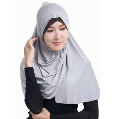 Damen Islamisch Muslim Hijab Mütze Kopftuch Lang Wickeltuch Arabische Schal